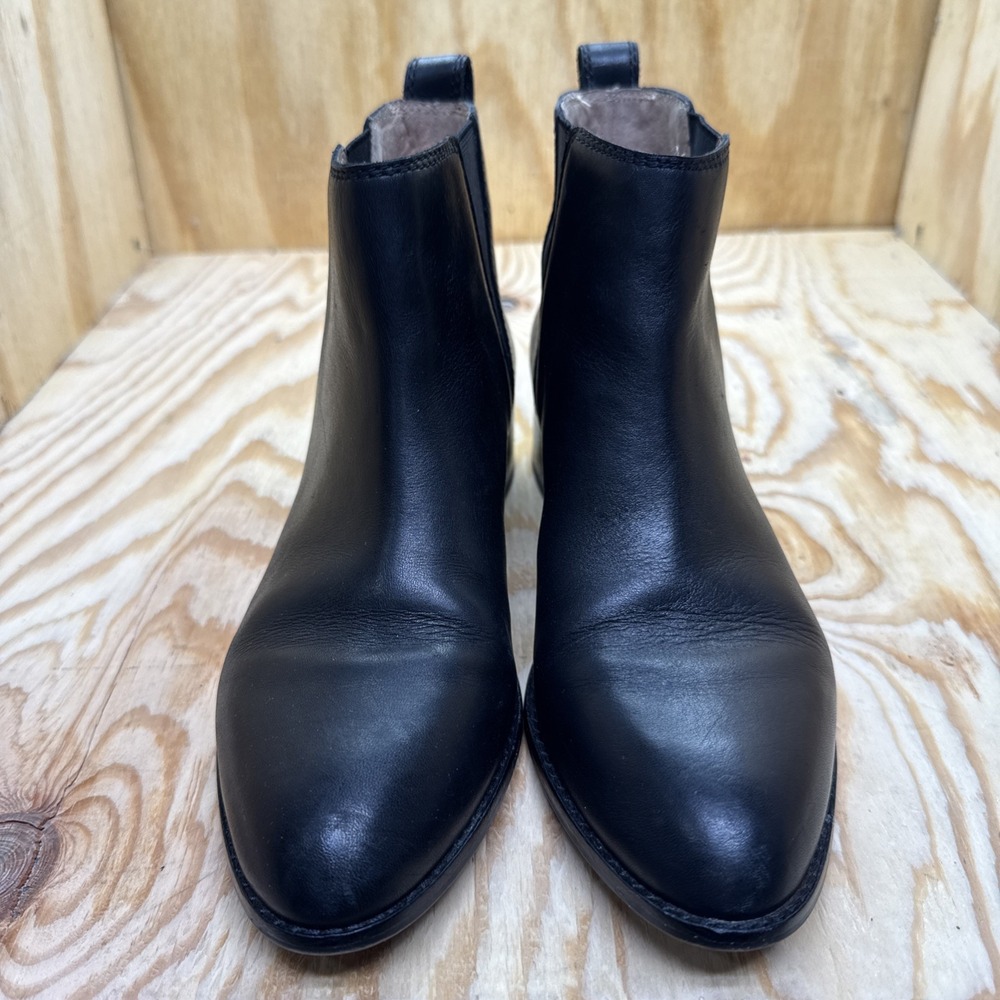 Madewell Black Leather Chelsea Boots Women's 6.5 Slip-On Ankle Bootie Classic